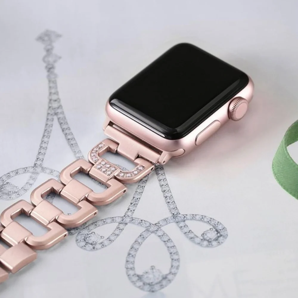 Apple Watch Bling Sparkle Women’s Dressy Band D-link in Rose Gold